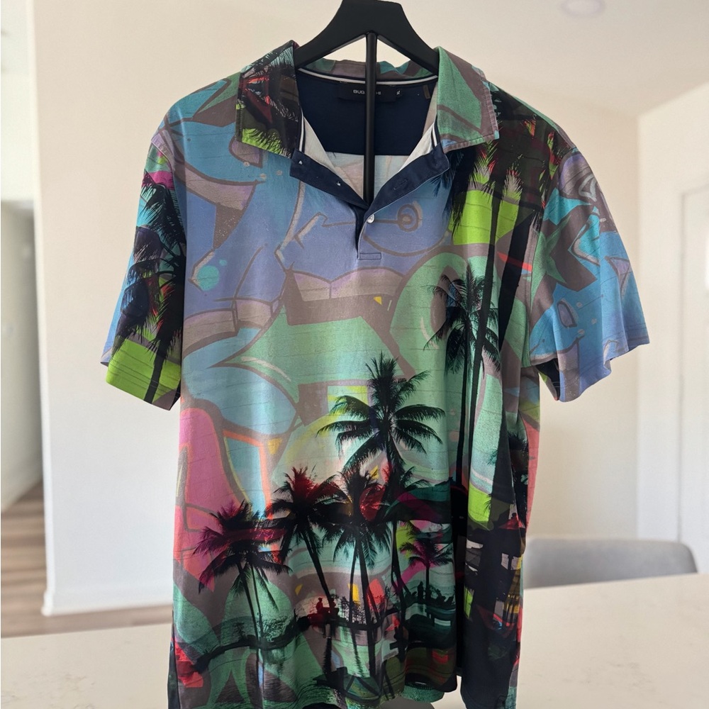 Bugatchi Multicolor Palm Tree Polo Shirt